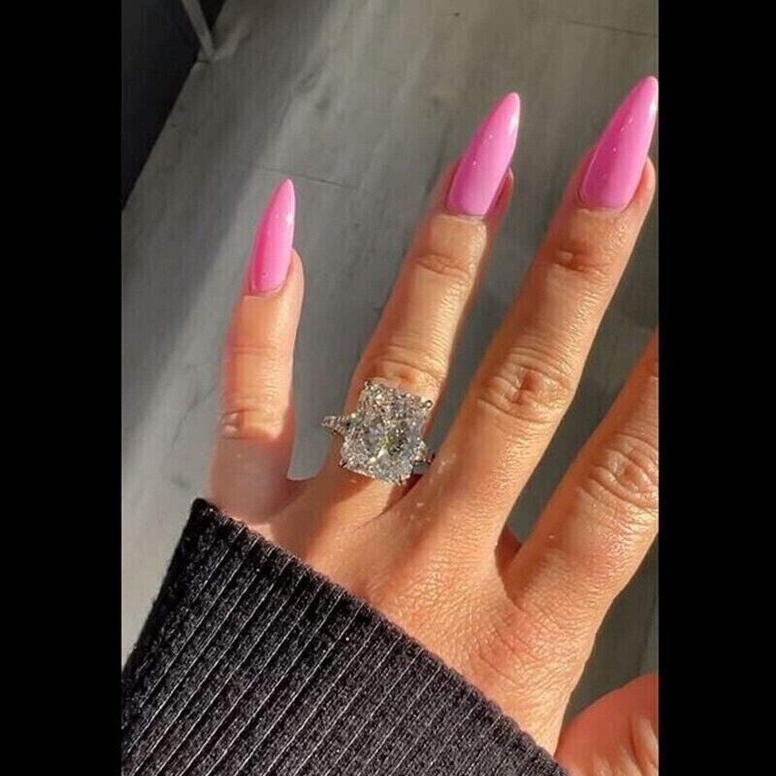 3Ct Radiant Lab-Created Diamond Solitaire Engagement Ring 14K White Gold Plated