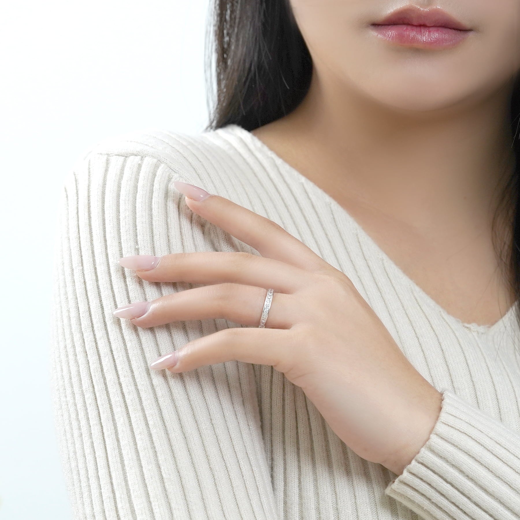 JeenMata 2 Carat Princess Cut April - Cubic Zirconia - Birthstone Channel Set Wedding Band - Eternity Wedding Ring in 18K White Gold Over Silver