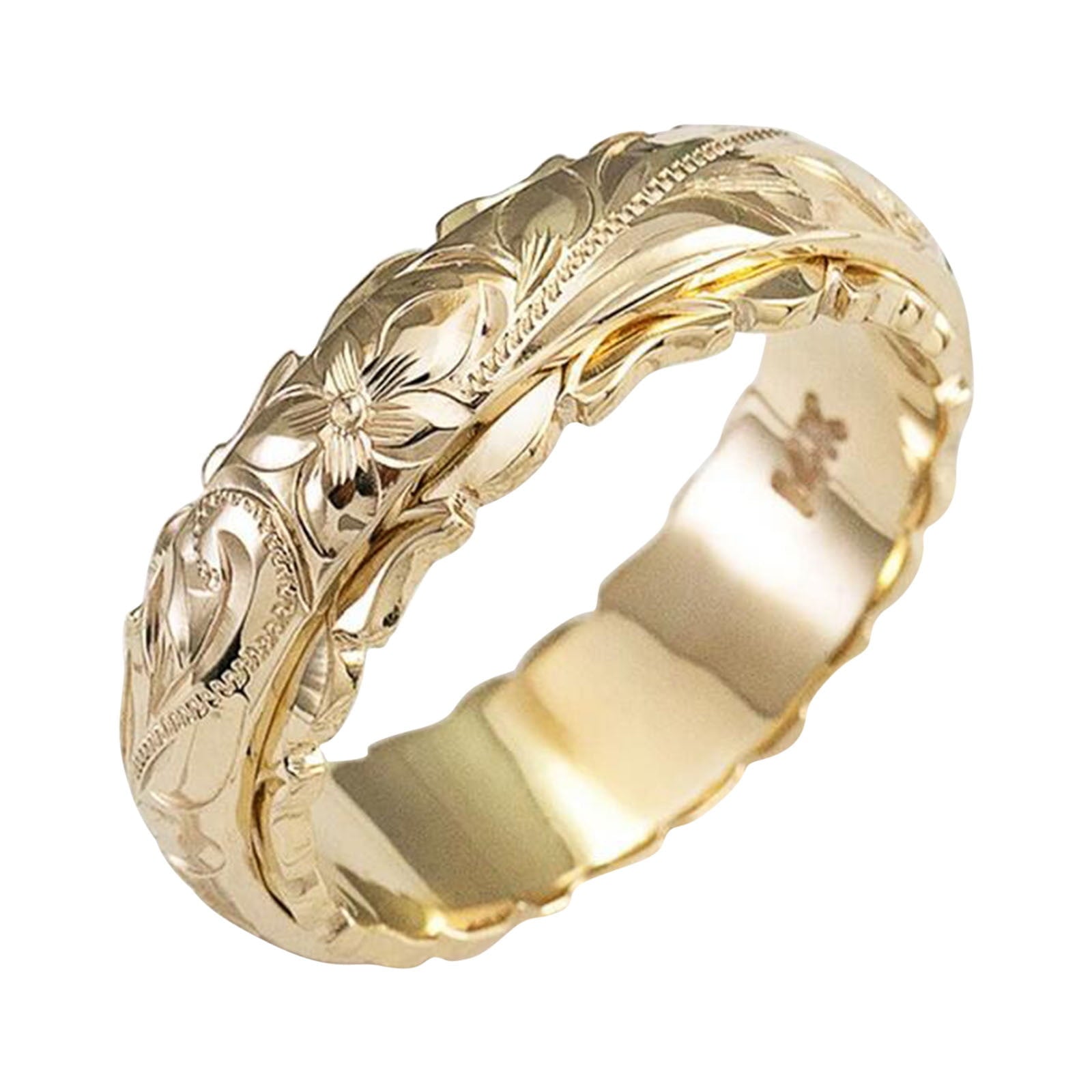 Cglfd Clearance 14k Yellow Gold Plated Suspended Carved Rose Flower Ring End Ring for Women, Tail Ring, Valentine's Day Gift, Gold